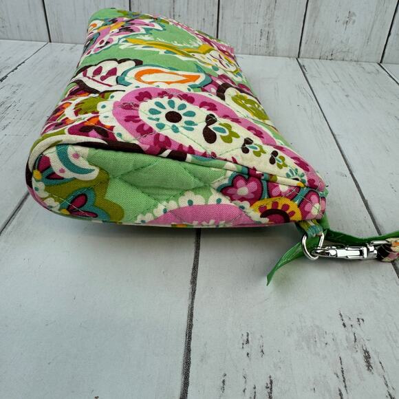 Vera Bradley Green/Pink Quilted Tutti Frutti Pushlock Wristlet Wallet - Picture 5 of 13